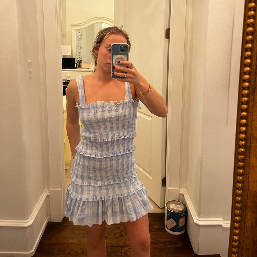 MABLE checkered blue mini dress